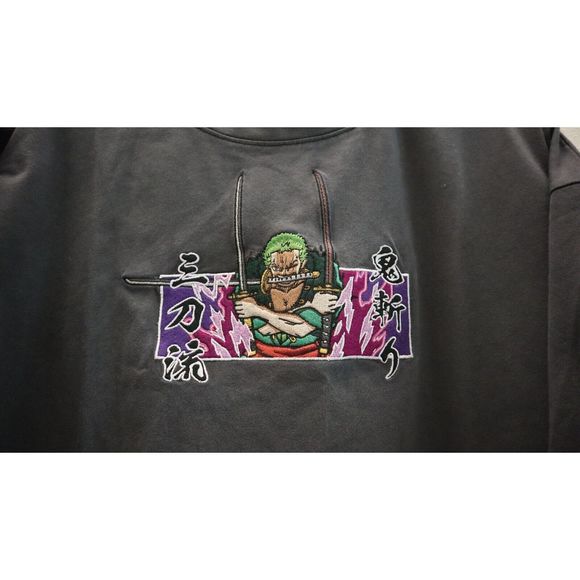 One Piece Men's Sz Medium Gray Roronoa Zoro Crew Neck Cotton T-Shirt - Picture 5 of 6